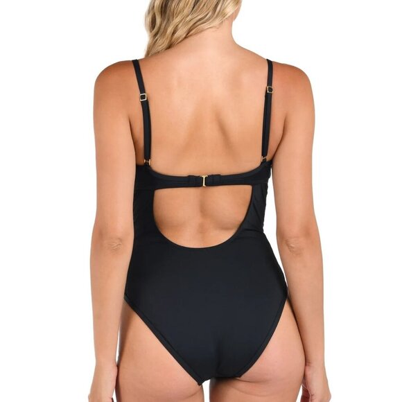 NWT La Blanca Island Goddess Underwire Mesh One Piece in Black Size 6 - Picture 3 of 6